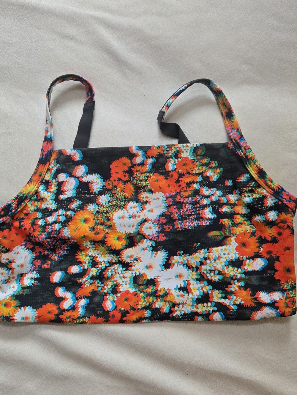 OFFLINE BY AERIE Goals Blurred Floral Print Sports Bra Size Medium